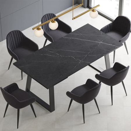 Стол ROVENA 160 (ROVENA 160 PIETRA GREY CER, BK) ROVENA 160